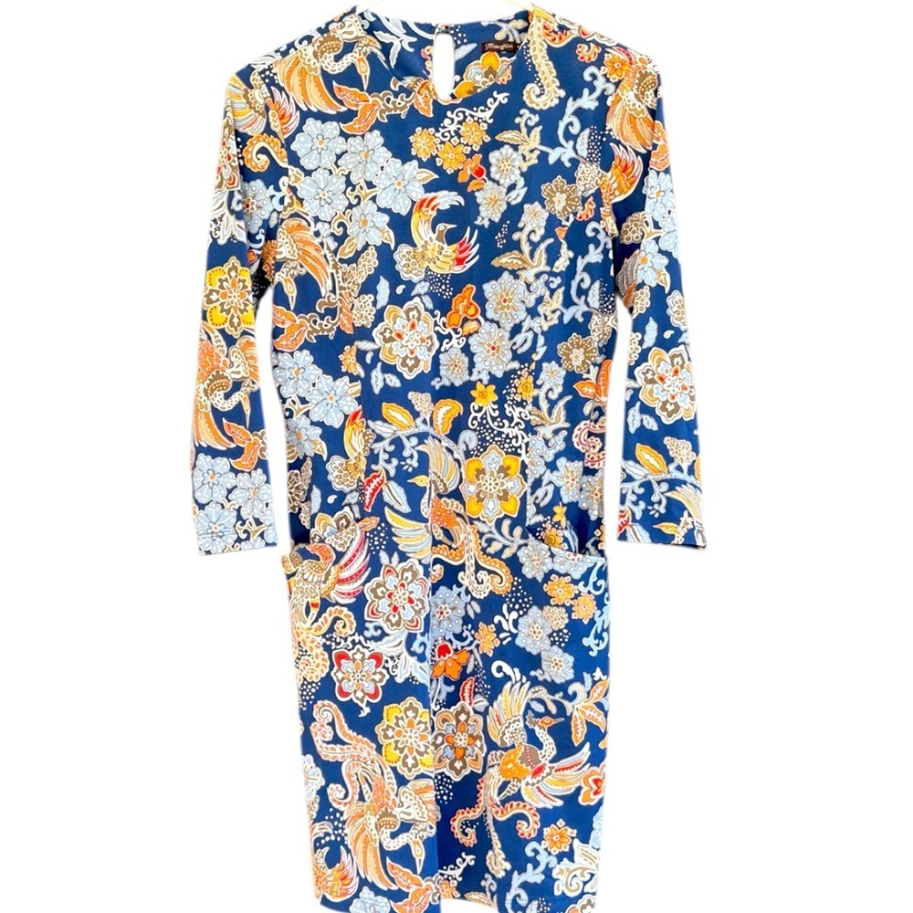 EUC J. McLaughlin Catalina Cloth Catalyst Blue Floral Midi Dress Size XS